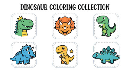 Cute Dinosaur Coloring Collection for Kids - Cartoon Style © Ahmad