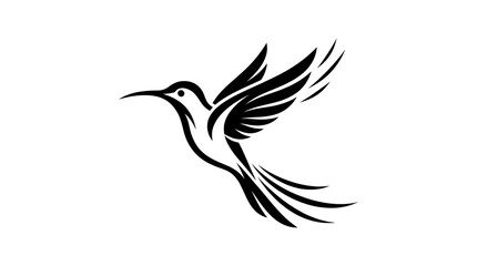 Graceful hummingbird in flight minimalist silhouette icon. © pangestu
