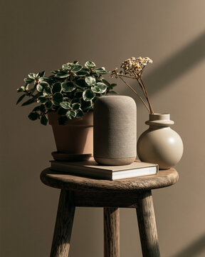 Minimal Smart Home Speaker in Cozy Scandinavian Interior Scene