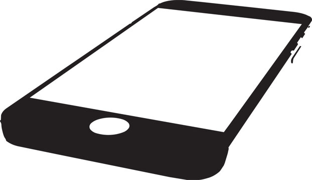 Black smartphone outline with white home button on white background