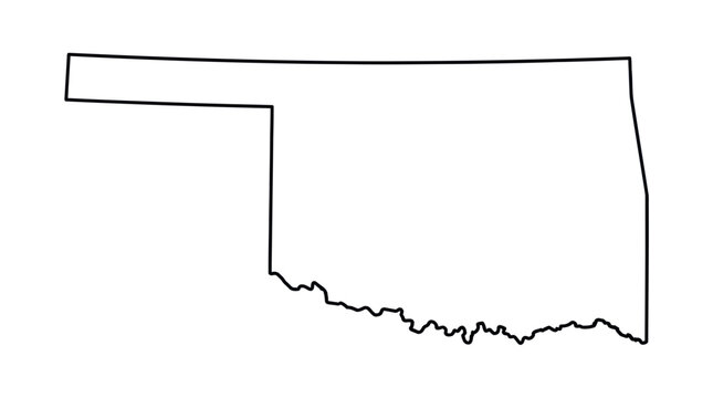 Oklahoma State Outline Map - Simple Black and White Graphic
