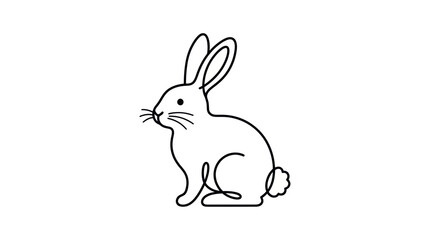 Fototapeta premium Minimalist Line Art Rabbit Illustration, Simple Bunny Drawing, Cute Animal Icon