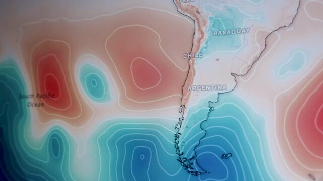 Pressure front Cyclone Pacific ocean Wind Visualization camera shot of computer screen pixels visible
