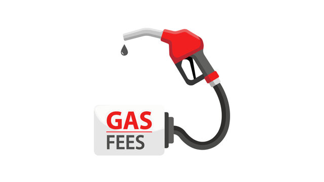 Gas pump nozzle with gas fees sign attached to it