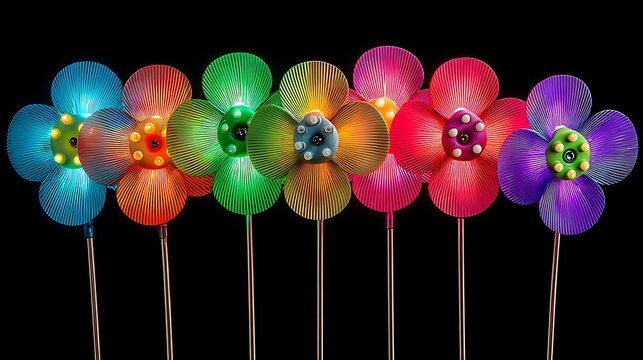 Bright colorful balloons floating against a dark gradient background