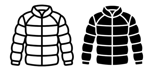 Puffer Jacket Icons, Winter Coat Vector Graphics, Down Jacket Silhouette, Apparel Design Elements © black man