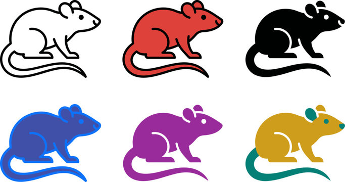 Colorful mouse icons in different colors on white background