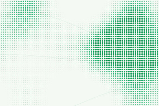 Green and white halftone dots pattern with diagonal gradient density shift