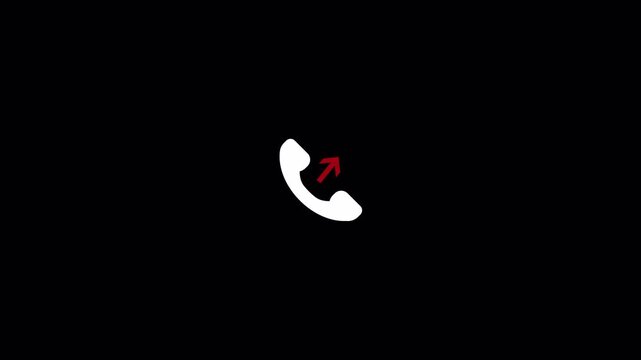 Outgoing Call Phone Icon with Upward Arrow Animation in 4K on Transparent Background Representing outgoing call, dial, call forward, and contact connection UI design animation With Alpha Channel