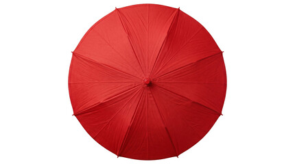 Red umbrella seen from above fully open circular shape protective parasol isolated on transparent background. © Png ProTeam