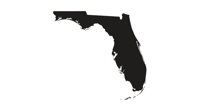 Black silhouette of Florida state map on white background