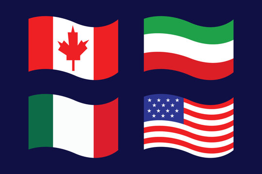 Countries Flying Flags Waving Vector 