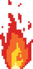 Naklejka premium A bright 8-bit fire with flames and sparks, red yellow.