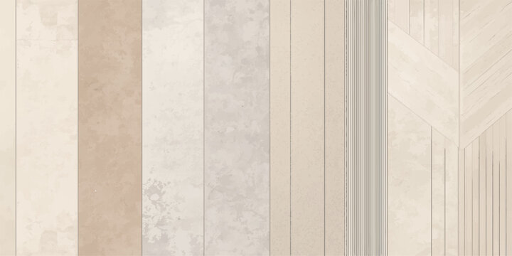 Elegant ceramic wall tile concept featuring a mix of neutral textured planks and geometric wood cladding