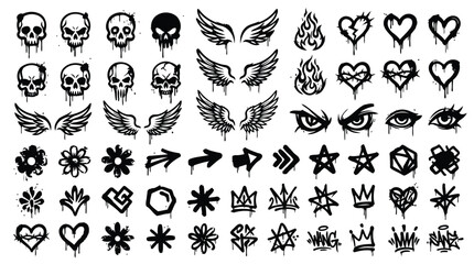 Fototapeta premium Black graffiti tattoo stencil designs