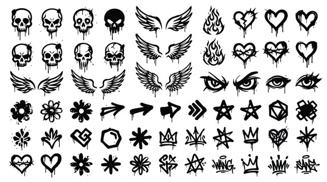 Black graffiti tattoo stencil designs