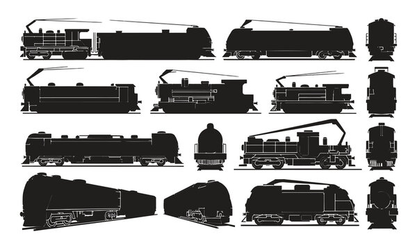 Collection of train silhouettes