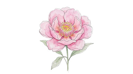 Obraz premium Delicate pink peony flower illustration with nature art floral design aesthetic visuals