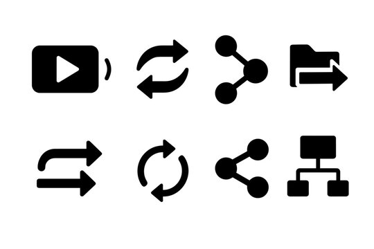 Real-Time Data Icons. Real time data flow. Filled icon set of Real time data flow: live stream, instant arrows