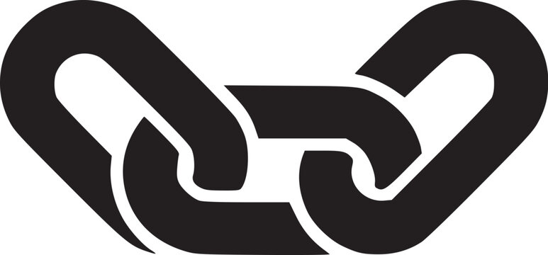 Linked friends icon. Chain link symbol showing social connection, friendship, partnership, network bonding, community support and secure relationship. Solid fill vector icon.