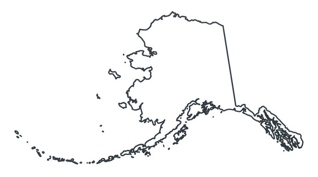 Alaska map outline, simple graphic, isolated on white background