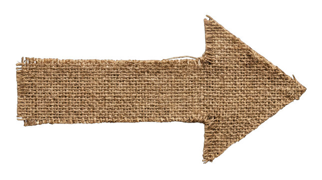 Burlap arrow on isolated on transparent background