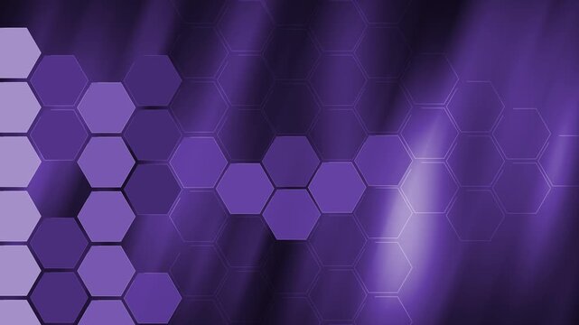 Abstract hexagonal tech background animation, Hexagonal pattern over diagonal light streaks, modern technology background