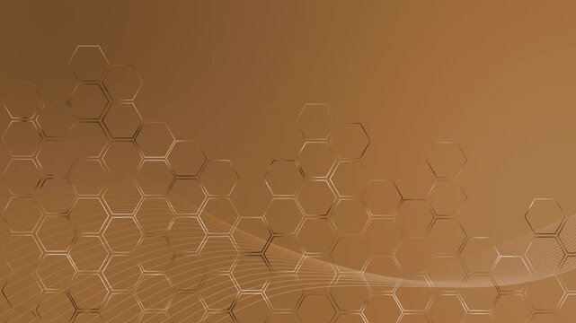 Futuristic hexagon network background animation, Abstract background hexagonal grid pattern and flowing lines, futuristic tech concept