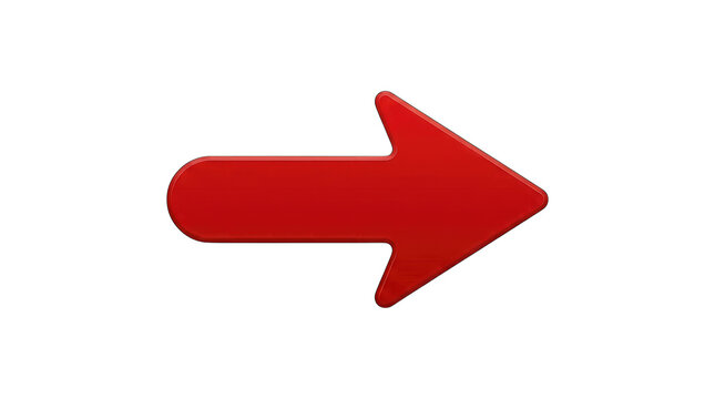 Red right arrow icon isolated on transparent background