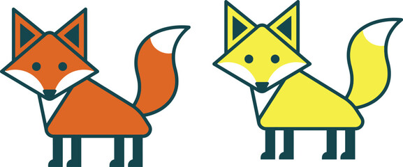 Fototapeta premium Cute Fox Characters Flat Vector Illustration Set