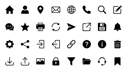 Fototapeta premium Collection of modern flat design icons for user interface and web design elements representing various functions and actions