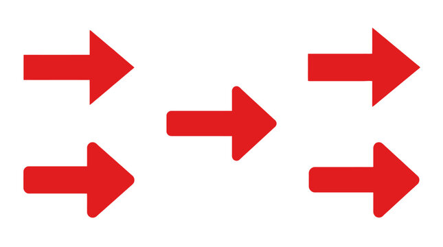 Red arrow icons pointing right for web navigation and UI design set