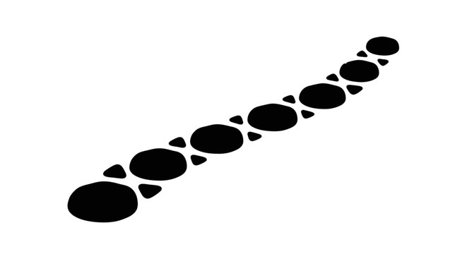 Black and white illustration of connected shapes.