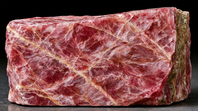 Rose quartz massive formation quarry block face, large-scale felted silicate crystal structure with diffuse chatoyancy, pegmatite deposit extraction documentation, industrial gemstone material .ultr