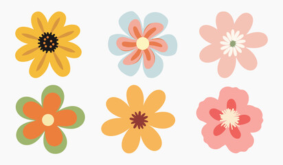 Fototapeta premium Colorful floral vector illustrations vector set