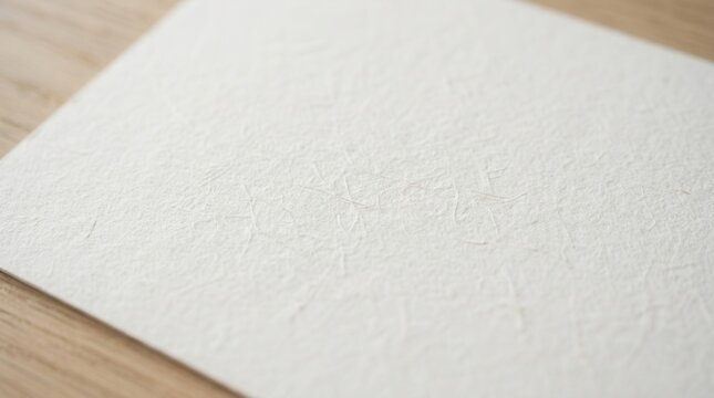 Blank Textured Paper Sheet on a Wooden Surface.