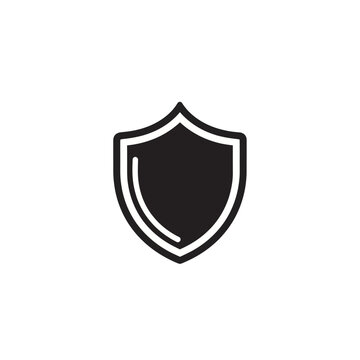 Simple Black Shield Icon Symbolizing Protection and Security.