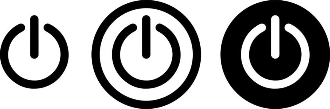 Power button icon set, vector illustration of power symbols
