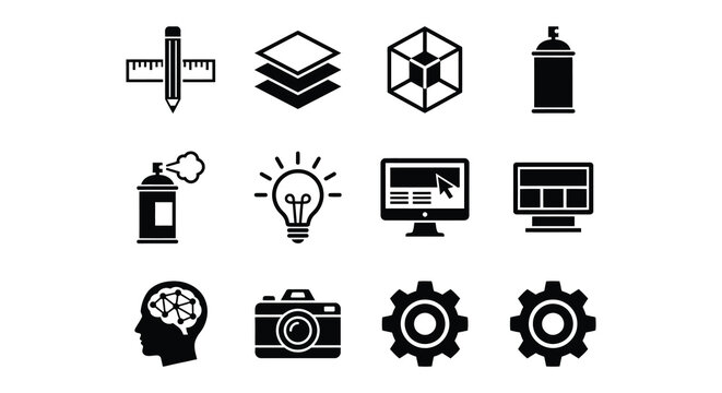 Education Icons Set Black Silhouette On White Background