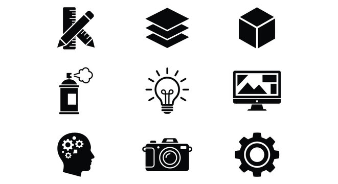 Education Icons Set Black Silhouette On White Background