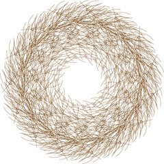 Obraz premium Abstract circular bird nest illustration, design for: eco-friendly brand logos, Easter greeting card frames, rustic wedding invitation borders. Transparent EPS version.