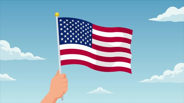 flag day usa hand sky