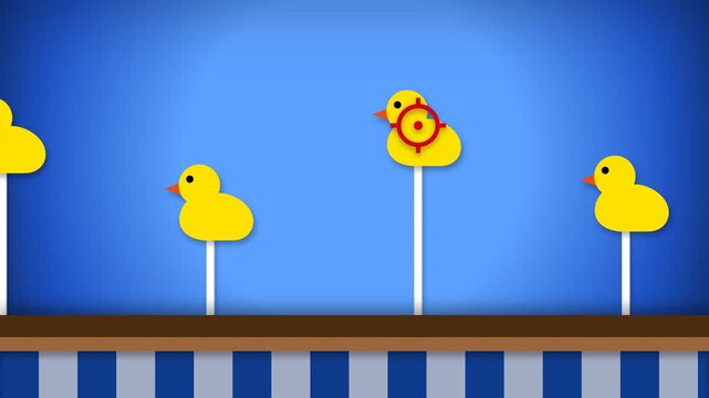 Animated Carnival Duck Shooting Game with Target Practice.