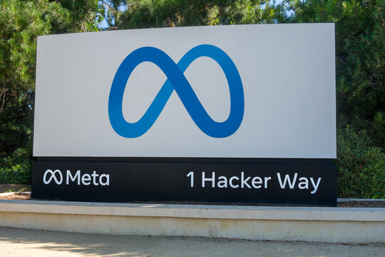 Meta Headquarters Sign at One Hacker Way Campus