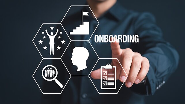 Employee onboarding process human resources training and workforce integration concept