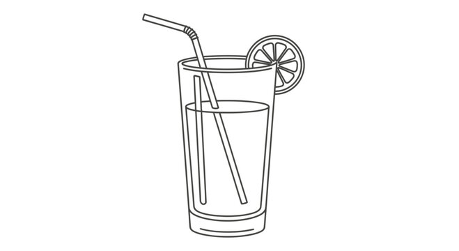 A refreshing glass of lemonade with a straw and slice on a table indoors