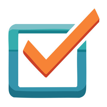 Teal and orange checkmark icon on transparent background