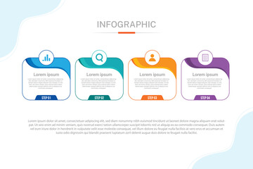 Naklejka premium Stylish 4 steps business infographics template, Infographic 4 steps flowchart design, template, info graph template, Professional infographic template business, Infographic with innovative ideas.