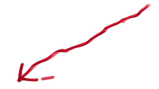 A brush stroke of an arrow pointing left lower corner