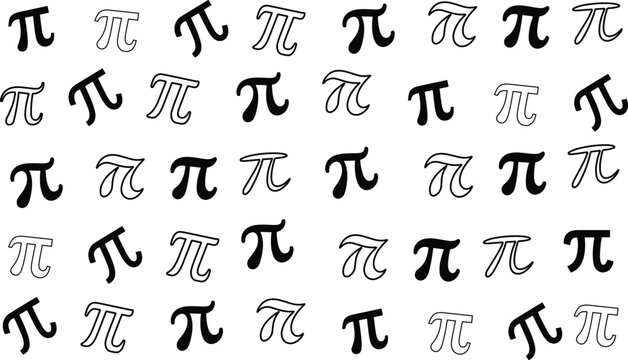 Pi symbol icon set, Mathematical pi symbol outline and solid black